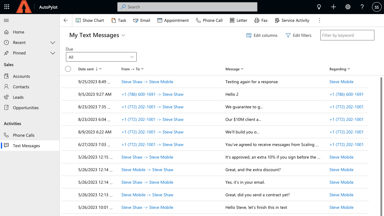 Seamlessly add texting conversations into Dynamics Sales CRM