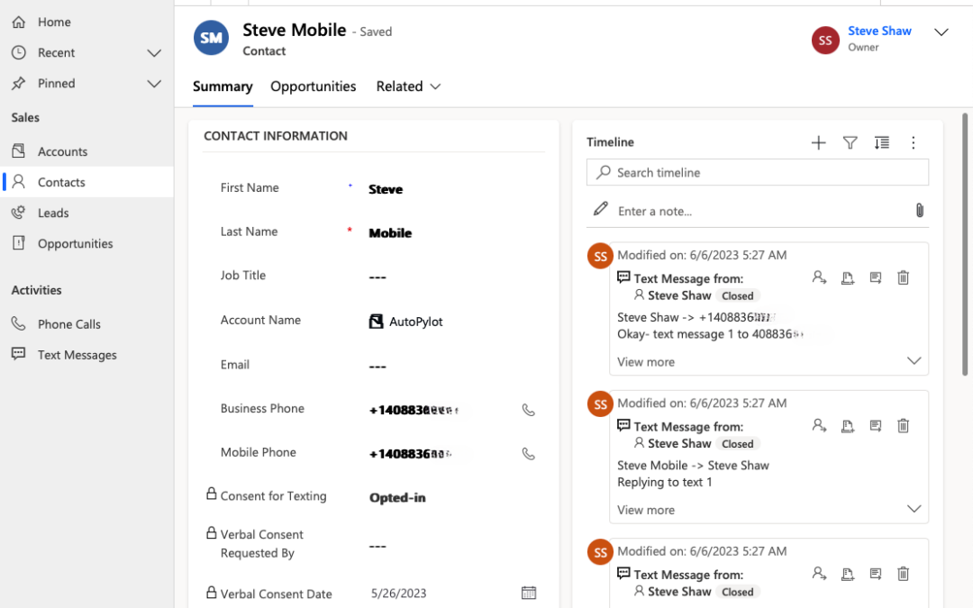 Text Messaging for Dynamics D365 CRM